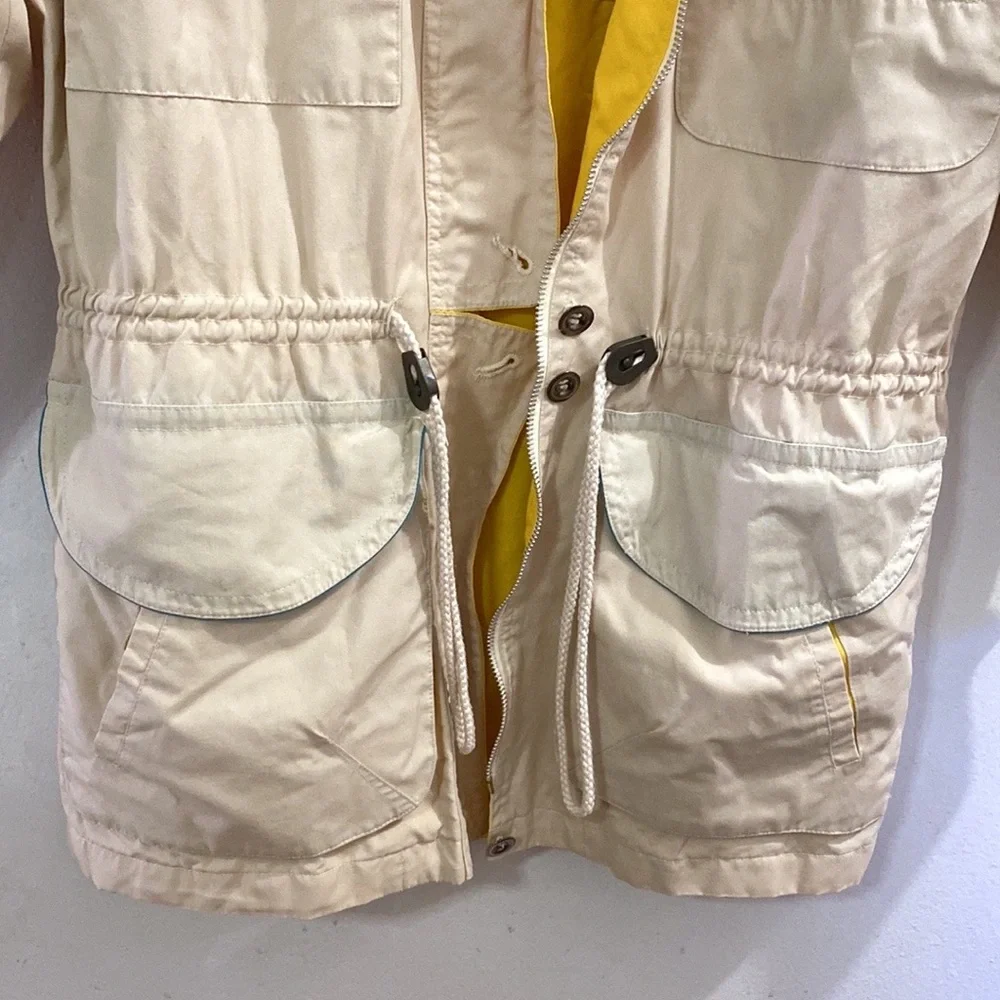 Vintage 90s khaki utility jacket with vibrant lining - Picture 3 of 7